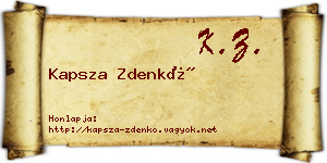Kapsza Zdenkó névjegykártya